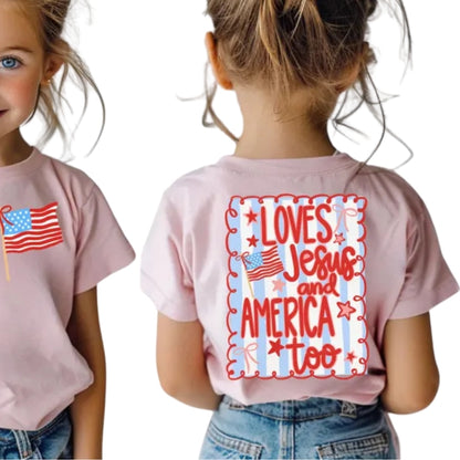 Loves Jesus And America Too Famiy Matching T Shirts For 4th of July, Christian Fourth Of July Family Shirts ET0988