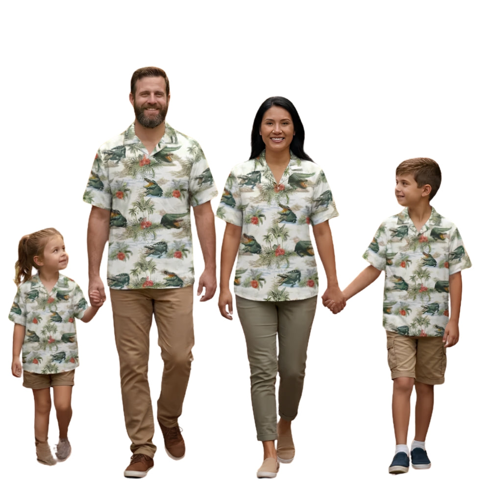 Tropical Alligator Matching Family Hawaiian Shirts, Alligator Matching Hawaiian Shirts For Family ET0545