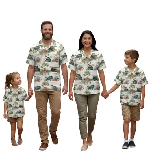 Tropical Alligator Matching Family Hawaiian Shirts, Alligator Matching Hawaiian Shirts For Family ET0545