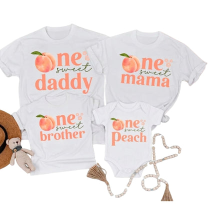 One Sweet Peach Custom First Birthday Family T Shirt, Personalized Peach 1st Birthday Family Shirt ET1141