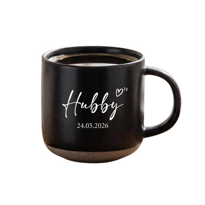Wifey And Hubby Custom Date Wedding Pottery Mug, Custom Mug For Bride Groom WD0320