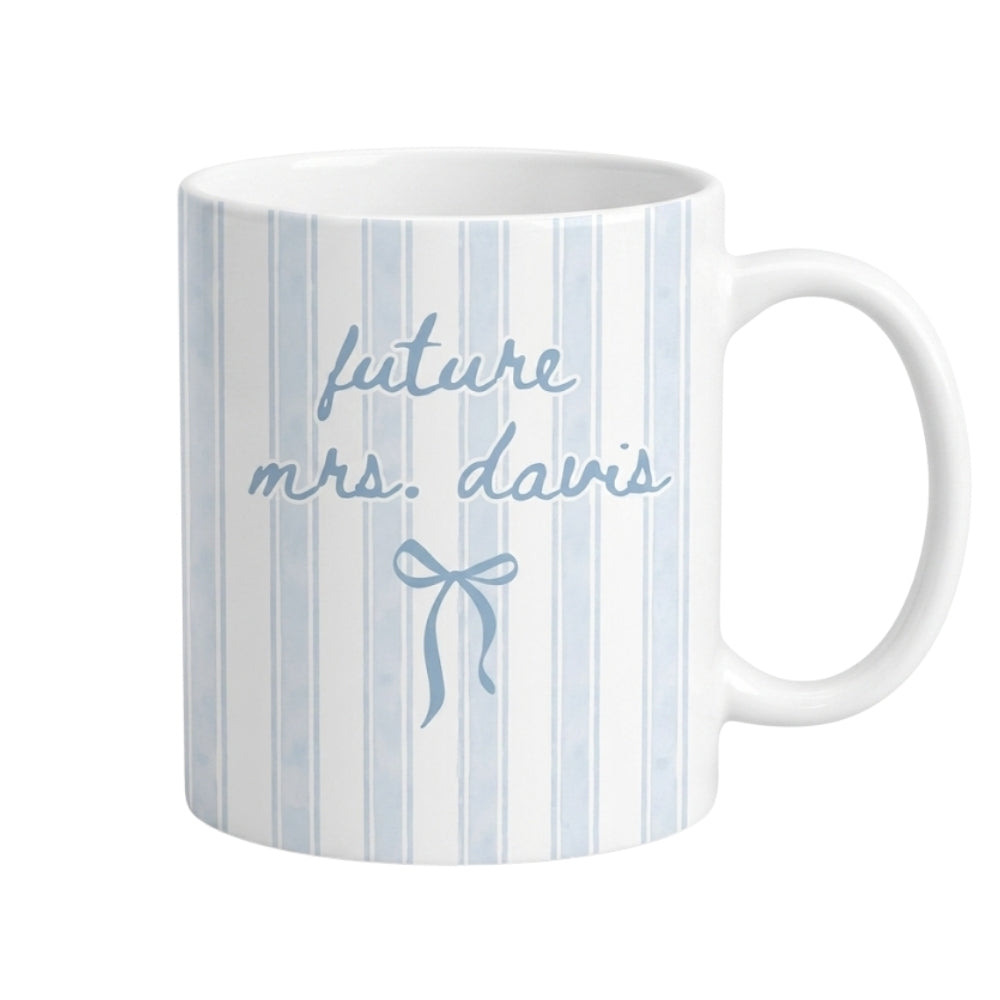 Personalized Striped Future Mrs Mug, Personalized Cups For Engagement Party WD0004