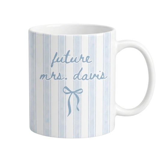 Personalized Striped Future Mrs Mug, Personalized Cups For Engagement Party WD0004
