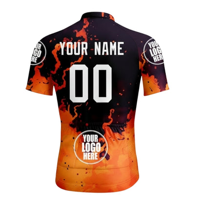 Custom Flame Short Sleeve Cycling Jersey With Logo For Mens, Men's Custom Team Cycling Jerseys CZ0067