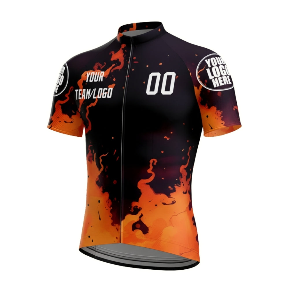 Custom Flame Short Sleeve Cycling Jersey With Logo For Mens, Men's Custom Team Cycling Jerseys CZ0067