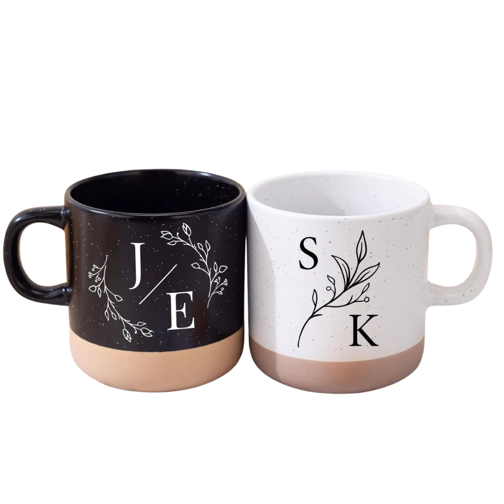 Personalized Couple Initials Wedding Pottery Mug, Custom Wedding Mug For Couple WD0321