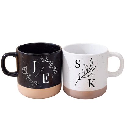 Personalized Couple Initials Wedding Pottery Mug, Custom Wedding Mug For Couple WD0321