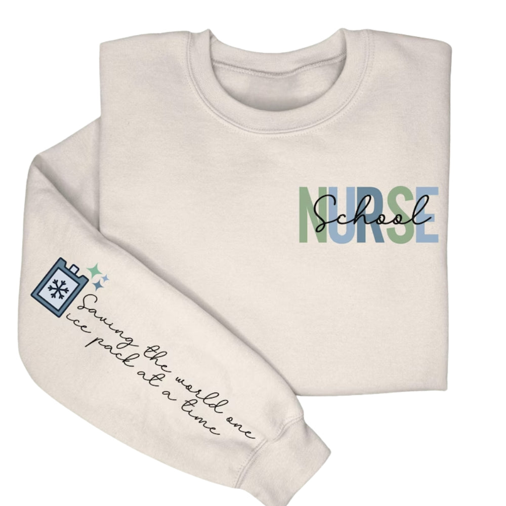 Saving the World One Ice Pack At A Time Sweatshirt, School Nurse Sweatshirt 2D0405