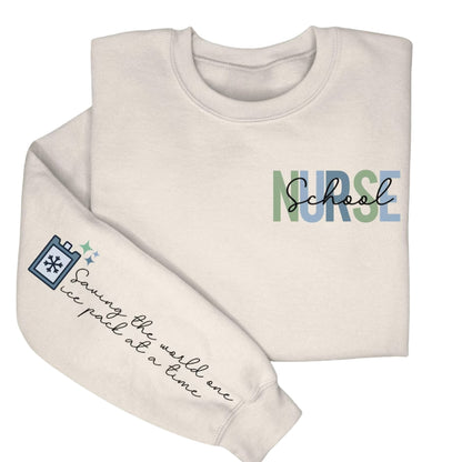 Saving the World One Ice Pack At A Time Sweatshirt, School Nurse Sweatshirt 2D0405