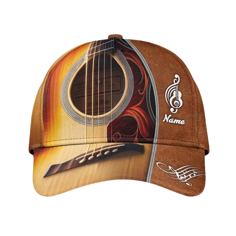 Personalized Name Guitar 3D Baseball Caps, Custom Guitar Lovers Caps Hats CP0137