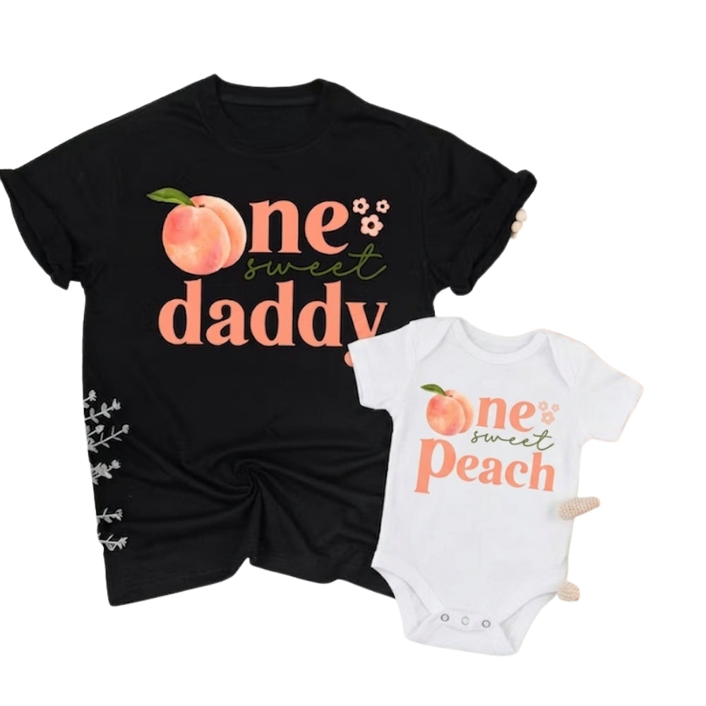 One Sweet Peach Custom First Birthday Family T Shirt, Personalized Peach 1st Birthday Family Shirt ET1141