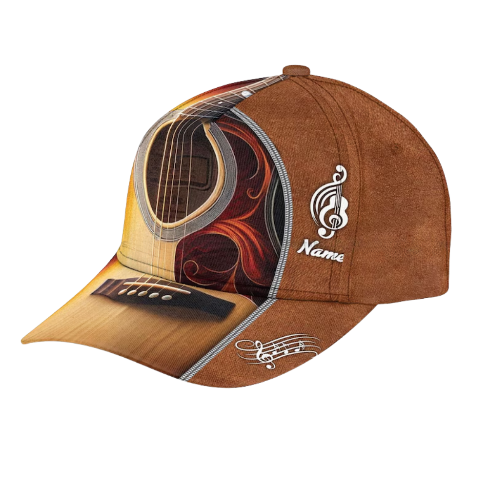 Personalized Name Guitar 3D Baseball Caps, Custom Guitar Lovers Caps Hats CP0137