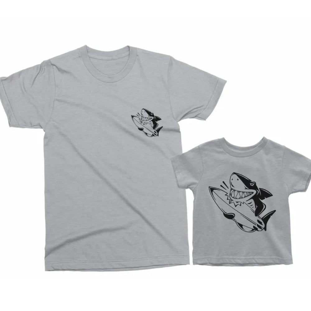 Shark Surfing Matching Father And Son T Shirt, Surfing Matching Family Shirts ET0996