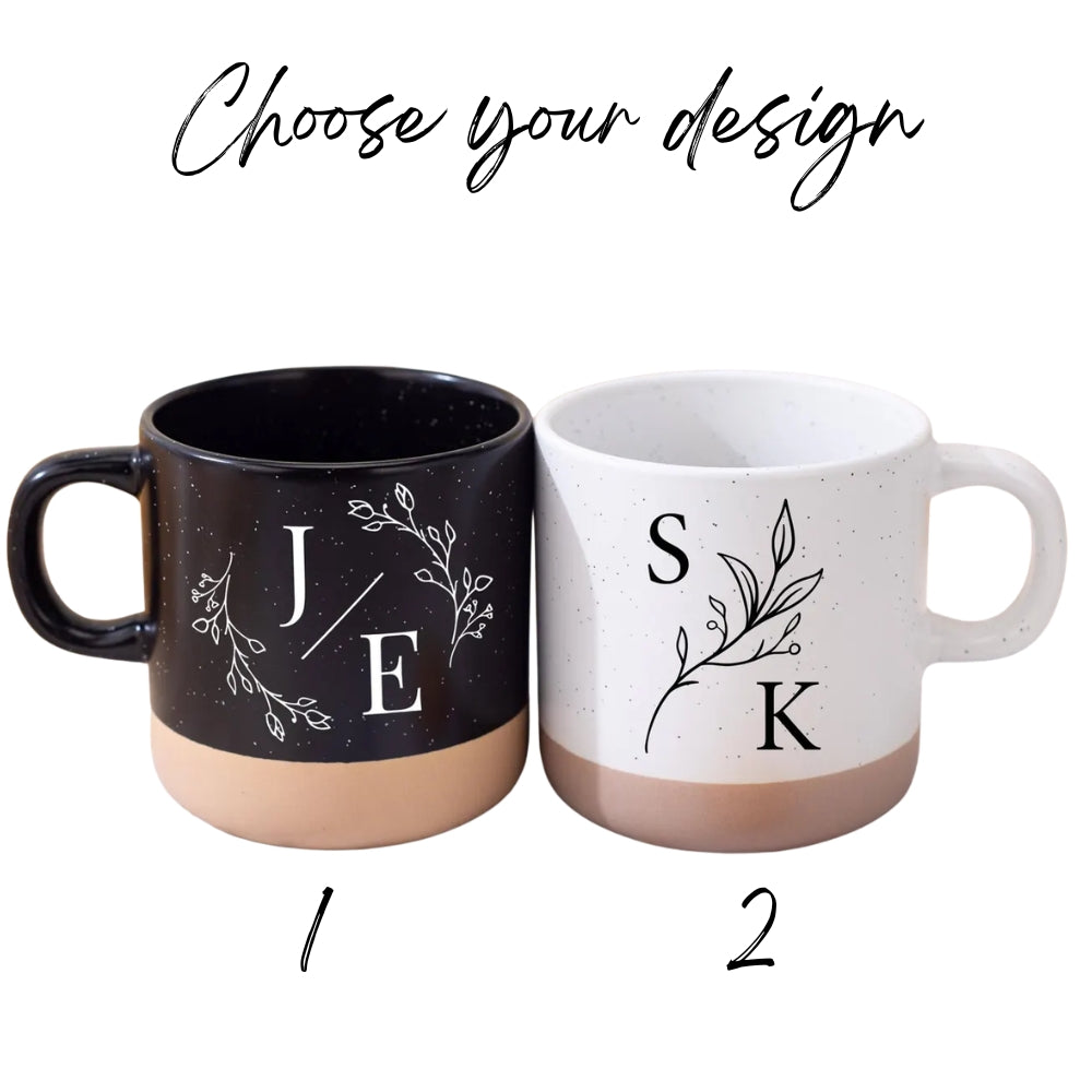 Personalized Couple Initials Wedding Pottery Mug, Custom Wedding Mug For Couple WD0321