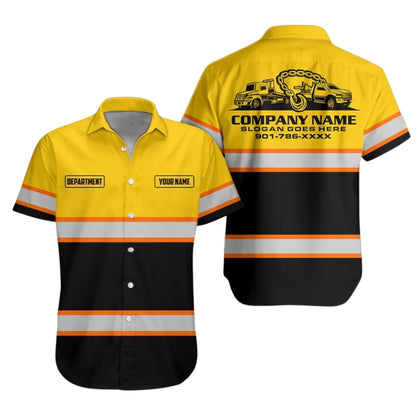 Personalized Tow Truck Work Hawaiian Shirt For Men, Custom Towing Mechanic Shirts Uniforms HE0288