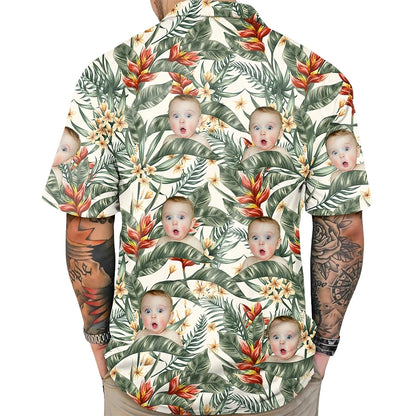 Custom Faces Tropical Hawaiian Shirt For Men Women, Custom Photo Tropical Hawaiian Shirts HE0487