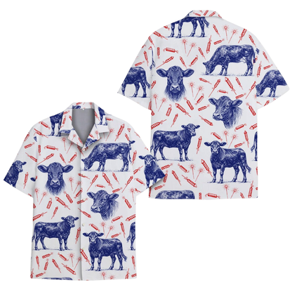 Angus Cow Firework Hawaiian Shirt For Men Women, Angus Lover Hawaiian Shirts HE0394