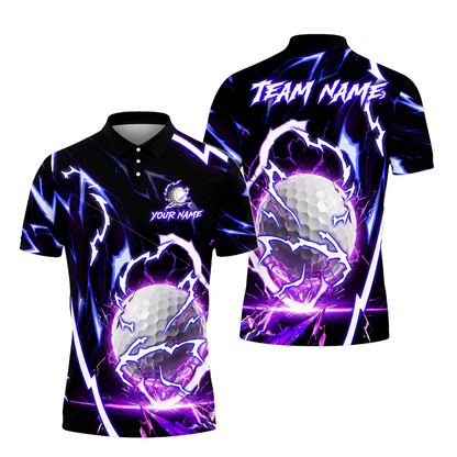 Custom Golf Ball Thunder Lightning Golf Polo Shirt Men, Custom Thunder Golf Team Shirts GZ0272