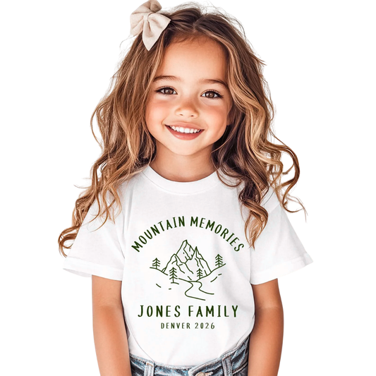 Moutain Memories Custom Camping Family Matching T Shirts, Personalized Camping Vacation Family Shirts ET1236