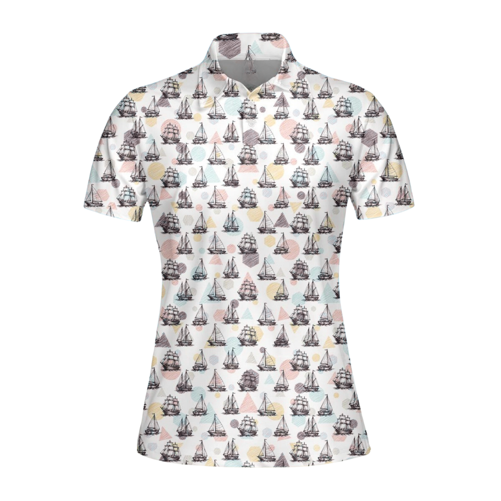 Sailboat Womens Golf Polo Shirt, Nautical Golf Shirt For Women GE0582