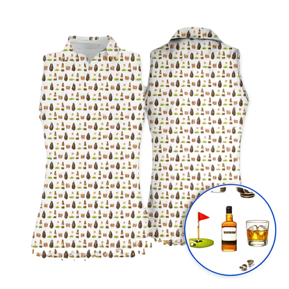 Women's Bourbon Sleeveless Golf Shirt, Bourbon Lover Golf Shirts For Ladies GE0457