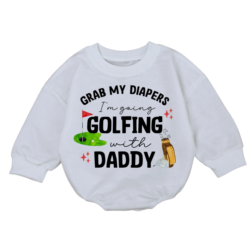 Pack My Diapers I'm Going Golfing With Daddy Baby Romper Sweatshirt, Golf Baby Romper Sweatshirt Father's Day BB0702