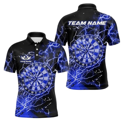 Custom Thunder Black Pink Darts Polo Shirt For Men, Custom Thunder Darts Team Shirts DZ0075