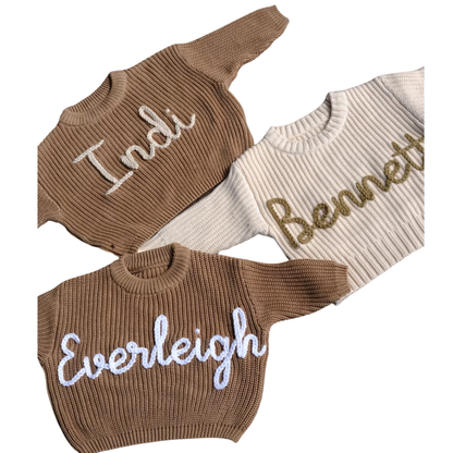 Custom Embroidered Name Baby Knit Sweater, Personalized Baby Knit Sweatshirt BB0128