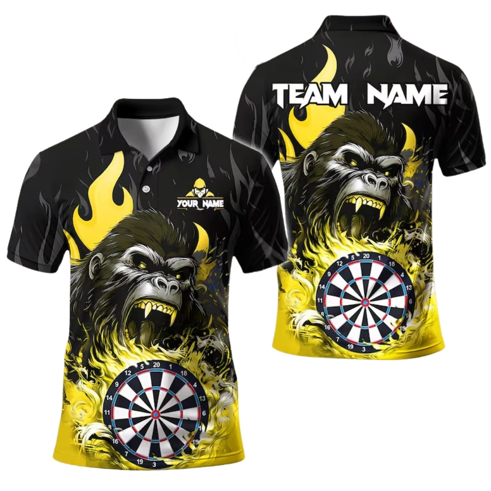 Custom Gorilla Darts Men Polo Shirt, Custom Gorilla Flame Dart Team Shirts DE0010