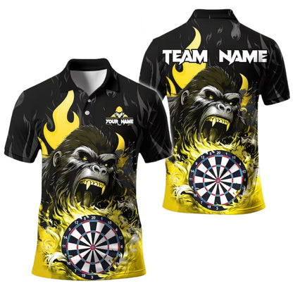 Custom Gorilla Darts Men Polo Shirt, Custom Gorilla Flame Dart Team Shirts DE0010