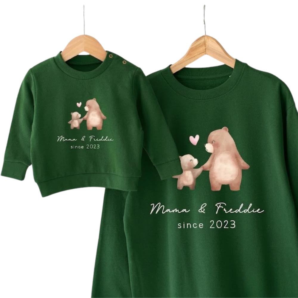 Personalized Mama And Baby Bear Sweatshirt Matching, Custom Mommy And Baby Sweatshirt For Father Day ET1442