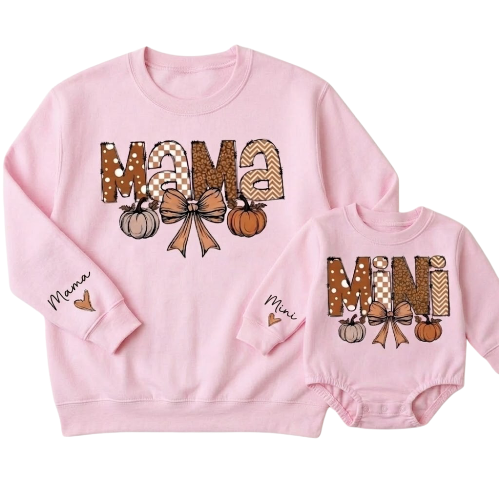 Personalized Name Mama And Mini Sweatshirt, Custom Matching Thanksgiving Sweatshirt For Mother And Daughter ET1416