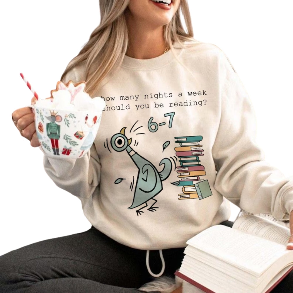 How Many Nights A Week Should You Be Reading 6-7 Sweatshirt, Funny Reading Sweatshirt 2D0535
