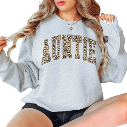 Leopard Auntie Sweatshirt, New Aunt Sweatshirt 2D0415