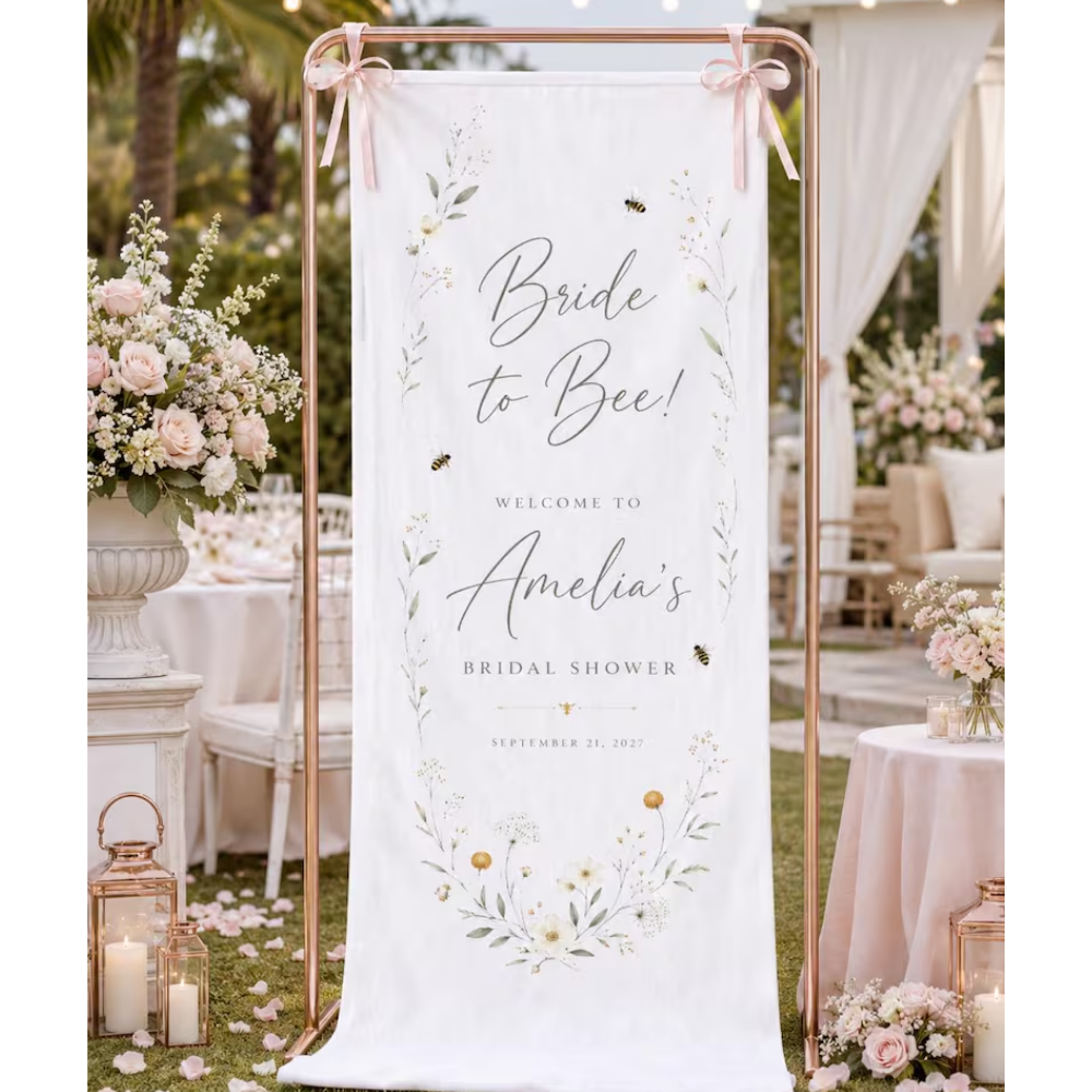 Bridal To Bee Custom Bridal Shower Fabric Welcome Banner, Custom Bridal Party Welcome Sign WD0484