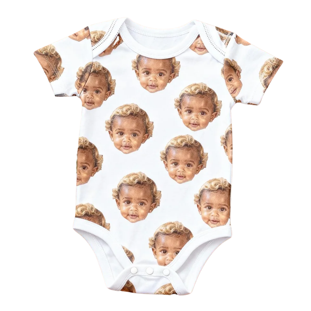Custom Baby Face Bodysuit, Personalized Photo Baby Bodysuit BB0310