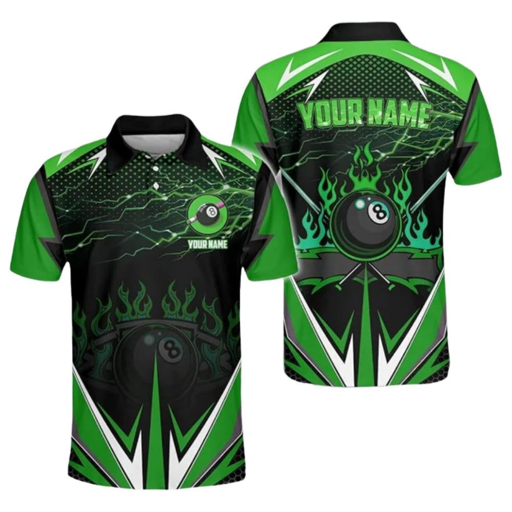 Custom Purple Thunder Flame 8 Ball Billiard Polo Shirt Mens, Custom Billiard Team Shirts BIZ0156