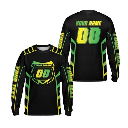 Custom Number Neon Gradient Motocross Long Sleeve Jersey For Men, Custom Neon Dirt Bike Shirts ME0024