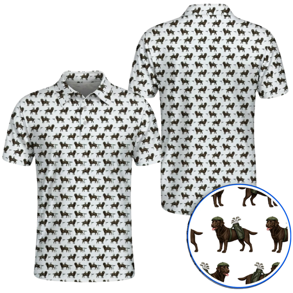 Mens Chocolate Labrador Golf Polo Shirt, Labrador Dog Golf Shirt GZ0384