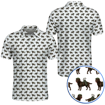 Mens Chocolate Labrador Golf Polo Shirt, Labrador Dog Golf Shirt GZ0384