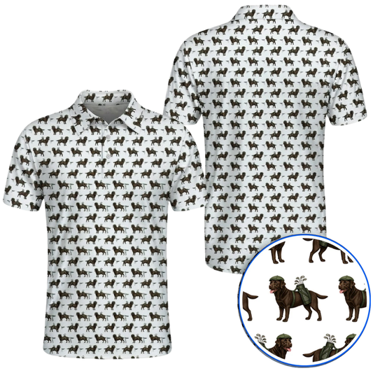 Mens Chocolate Labrador Golf Polo Shirt, Labrador Dog Golf Shirt GZ0384