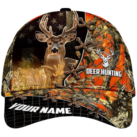 Custom Deer Hunting 3D Baseball Caps For Hunters, Custom Deer Hunting Caps Hats CP0526