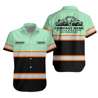 Personalized Tow Truck Work Hawaiian Shirt For Men, Custom Towing Mechanic Shirts Uniforms HE0288
