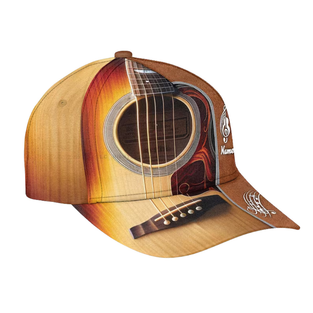 Personalized Name Guitar 3D Baseball Caps, Custom Guitar Lovers Caps Hats CP0137