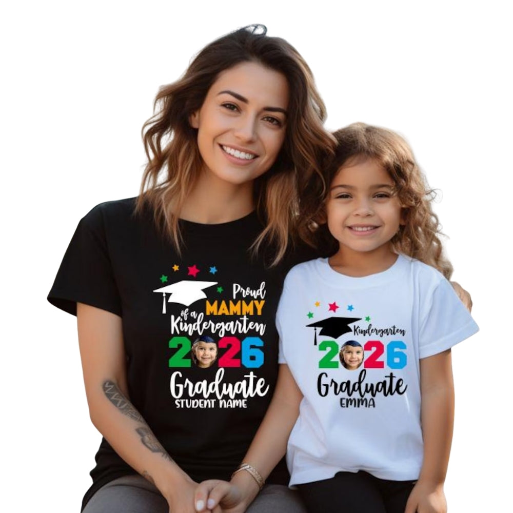 Proud Of A Kindergarten Graduate Custom Matching Family T Shirts, Custom Pre-K Graduation Matching Shirts For Family ET0450