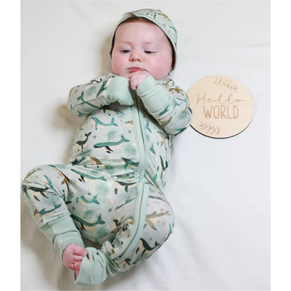 Whale Ocean Baby Romper Zipper Convertible, Whale Lover Baby Romper Convertible BB0439