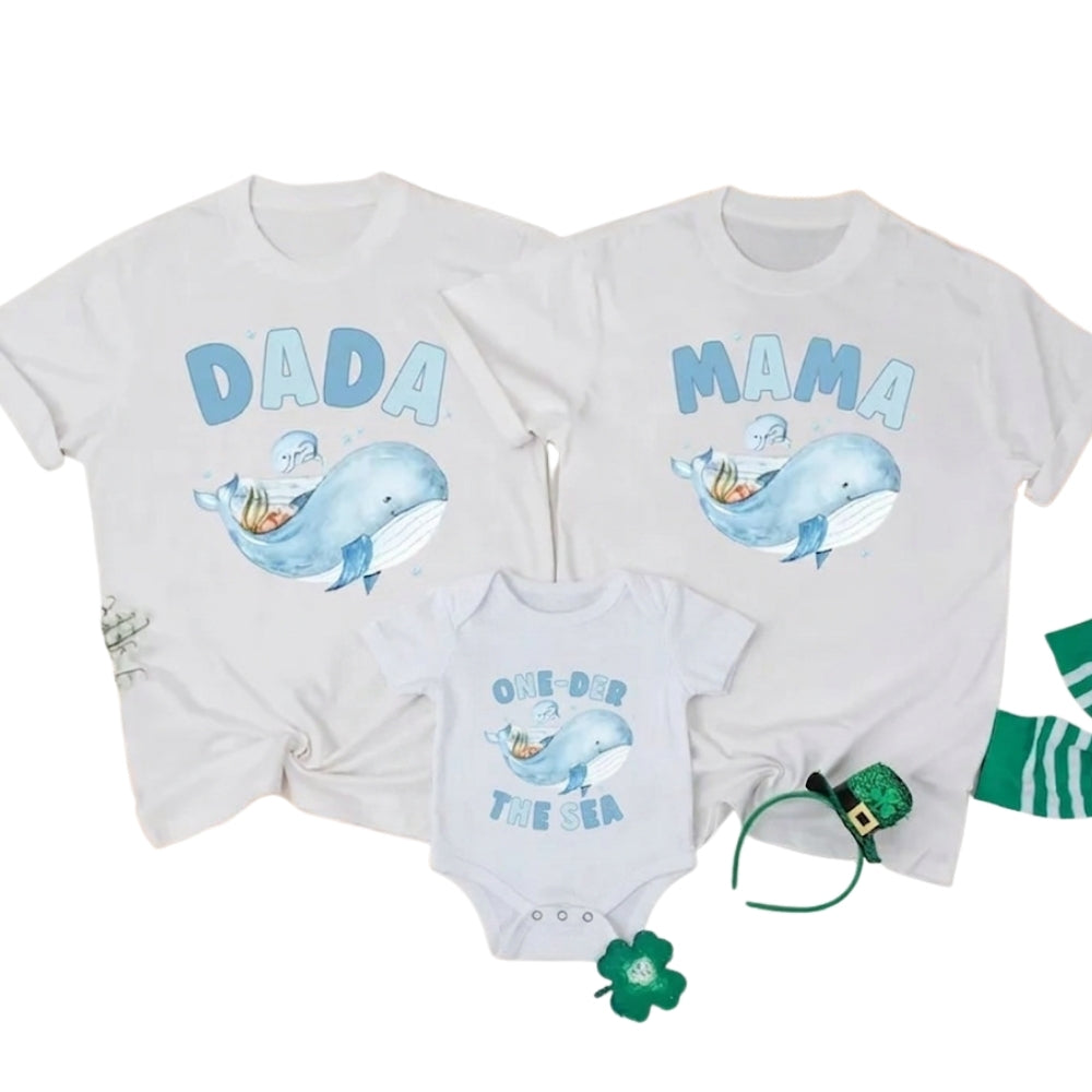 One Under The Sea Whale First Birthday Family Matching T Shirt, Custom Whale 1st Birthday Family Shirts ET1143