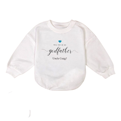 Custom Will You Be My Godfather Baby Romper Sweatshirt, Personalized Godfather Proposal Baby Romper Sweater BB0482