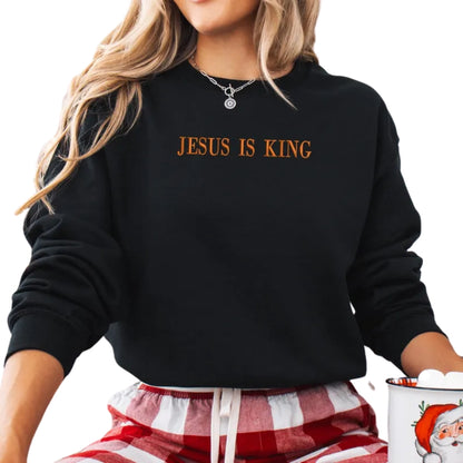 Jesus Is King Embroidered Sweatshirt, Christian Sweatshirt 2D0406
