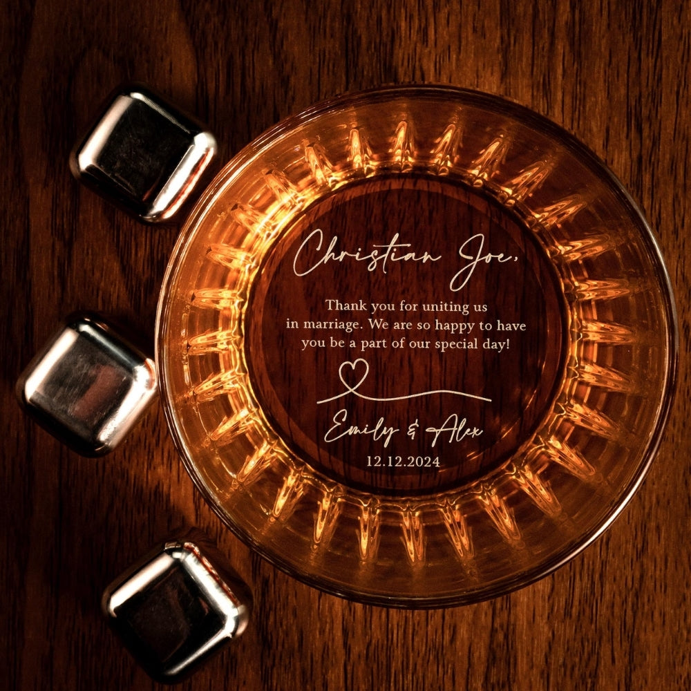 Custom Wedding Officiant Thank You Whiskey Glass, Personalized Wedding Officiant Whiskey Glass WD0051